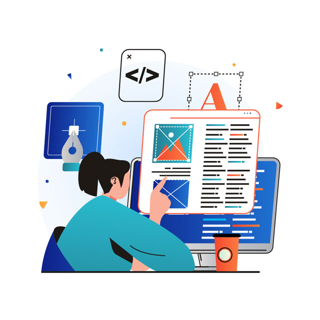 Web Developer at Work Illustration